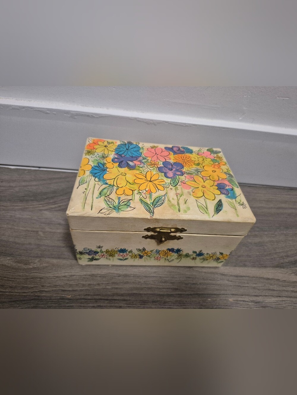 Vintage Musical Jewelry Box Spinning Ballerina Floral 1970s/80s Spin/Music Works